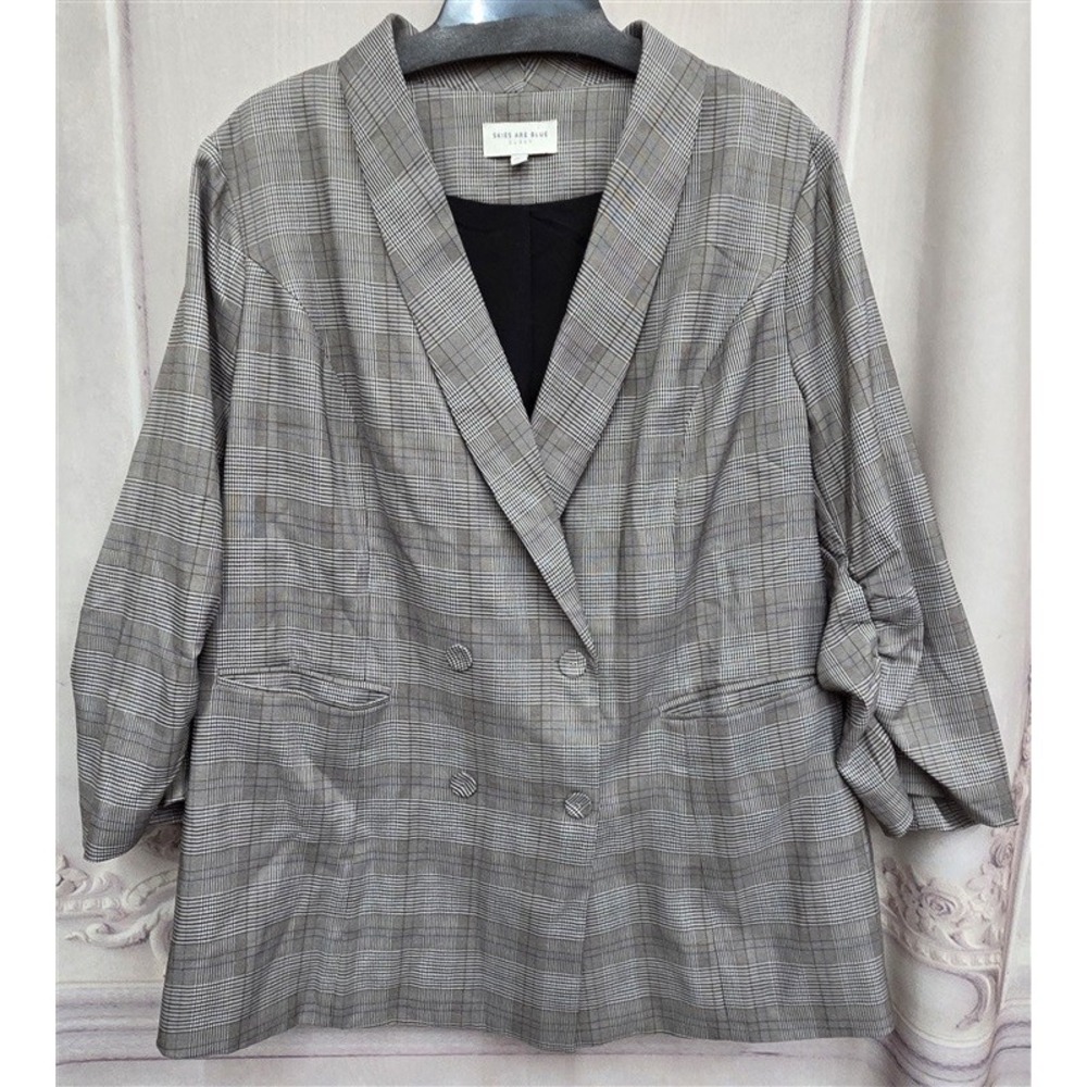NWT Skies are Blue 2X Parisian Plaid Blazer Jacket 130503